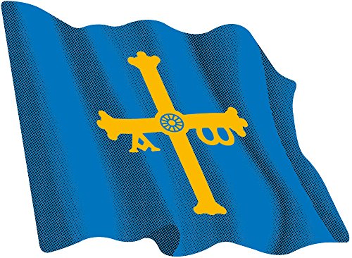 Artimagen Pegatina Bandera Ondeante Asturias 80x60 mm.