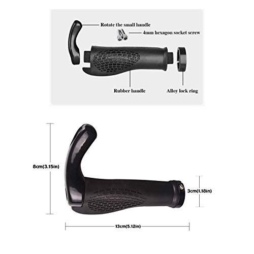 ASEOK Asas para Manillar de Bicicleta de la Marca diseño ergonómico de Goma para Manillar de Bicicleta de montaña, con Extremos de Cuernos, Protector cómodo, Adecuado para 22,2 mm (Negro)