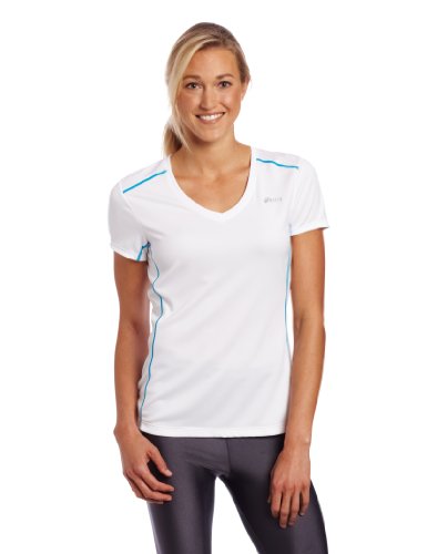 ASICS Camiseta de manga corta Fujitrail para mujer - WR1660.01, XL, Blanco