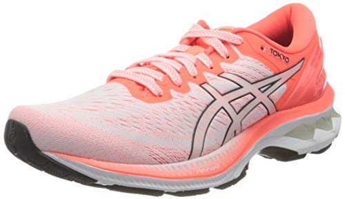 Asics Gel-Kayano 27 Tokyo, Road Running Shoe Mujer, White/Sunrise Red, 39 EU