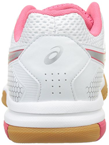 Asics Gel-Rocket 8, Zapatillas de Voleibol Mujer, Blanco (White/Rouge Red/Silver 0119), 42 EU