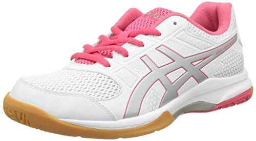 Asics Gel-Rocket 8, Zapatillas de Voleibol Mujer, Blanco (White/Rouge Red/Silver 0119), 42 EU