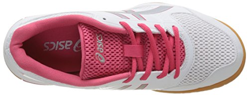 Asics Gel-Rocket 8, Zapatillas de Voleibol Mujer, Blanco (White/Rouge Red/Silver 0119), 42 EU