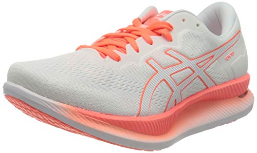 Asics Glideride Tokyo, Road Running Shoe Mujer, White/Sunrise Red, 39.5 EU