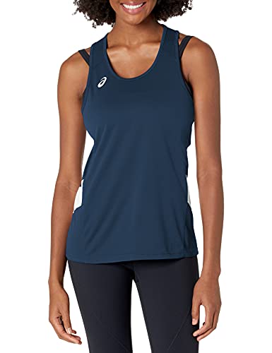 ASICS Team Sweep Singlete para Mujer, Camiseta de Manga Corta para Mujer, Mujer, Color Azul y Blanco, tamaño XX-Large