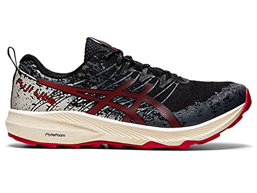 ASICS Zapatillas de running Fuji Lite 2 para hombre, negro (Negro/Rojo Eléctrico), 44 EU