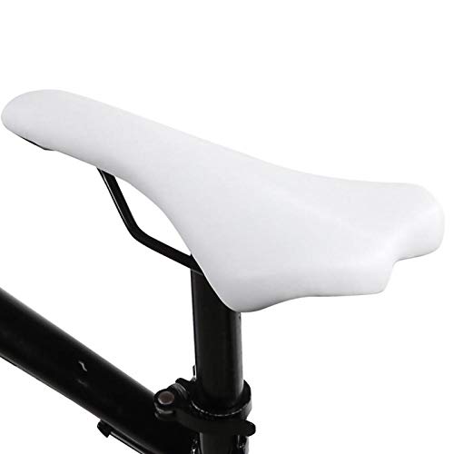 Asiento de Bicicleta, 2 Colores Cojín de Ciclismo de sillín de Bicicleta de Cuero PU Resistente a los Golpes y Resistente al Desgaste(Blanco)