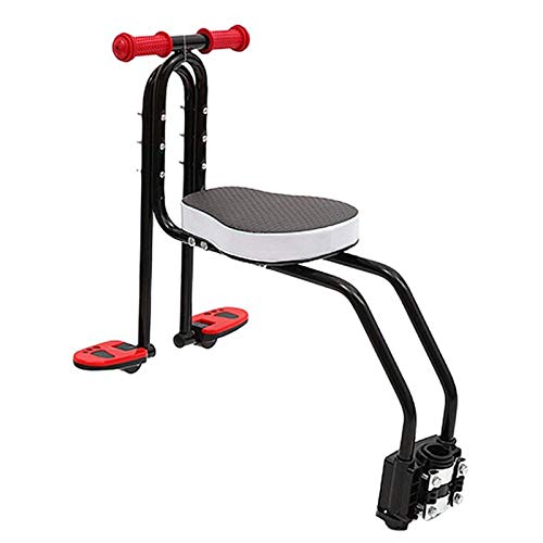 Asiento de Bicicleta Delantero para Niño | Asiento Infantil Delantero Plegable con Reposabrazos y Pedal | para Niños de 2 a 6 años - MAX 50 KG (Black)