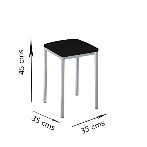 ASTIMESA TABCUAGR Dos Taburetes de Cocina Cuadrado Polipiel Gris, Altura de Asiento 45 cm