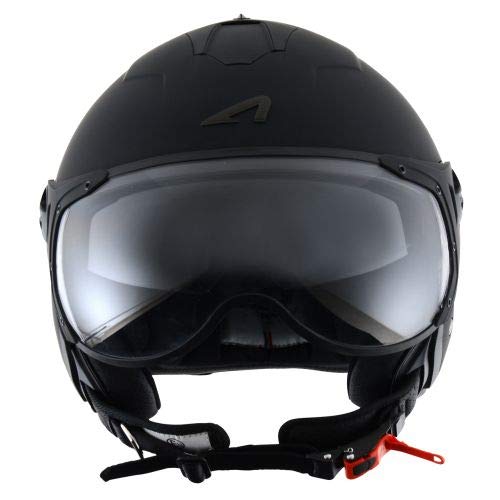 Astone Helmets - MINIJET S SPORT monocolor - Casque jet compact - Casque de moto look sport - Casque de scooter mixte - Casque en polycarbonate - Matt black S