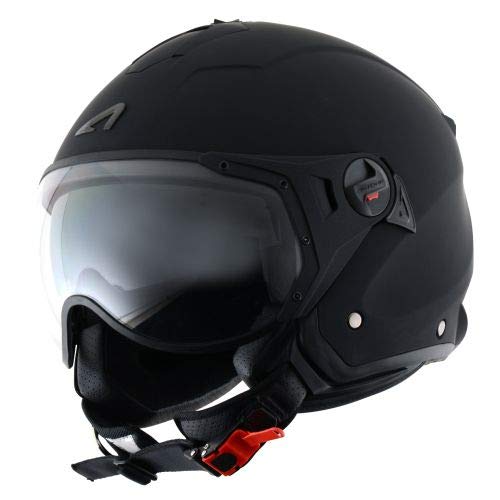 Astone Helmets - MINIJET S SPORT monocolor - Casque jet compact - Casque de moto look sport - Casque de scooter mixte - Casque en polycarbonate - Matt black S