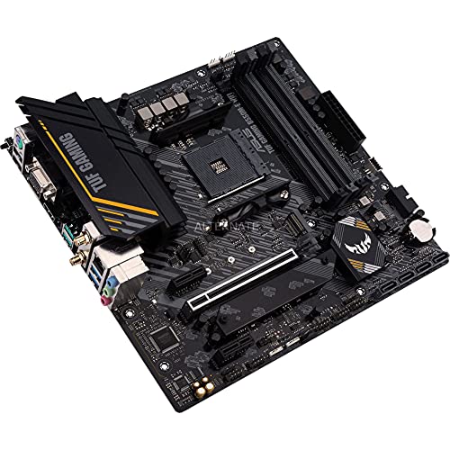 ASUS TUF Gaming B550M-E WiFi - Placa Base de Gaming Micro-ATX AMD B550 Ryzen AM4, PCIe 4.0, M.2, Wi-Fi 6, SATA 6 Gbps, USB 3.2 Gen. 2 Tipo A y USB 3.2 Gen. 1 Tipo C, BIOS Flashback, Aura Sync RGB