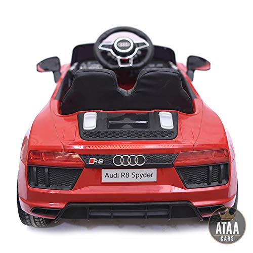 ATAA CARS Audi R8 Spyder Licenciado 12v Asiento Piel, Ruedas de Goma - Coche eléctrico para niños - Rojo