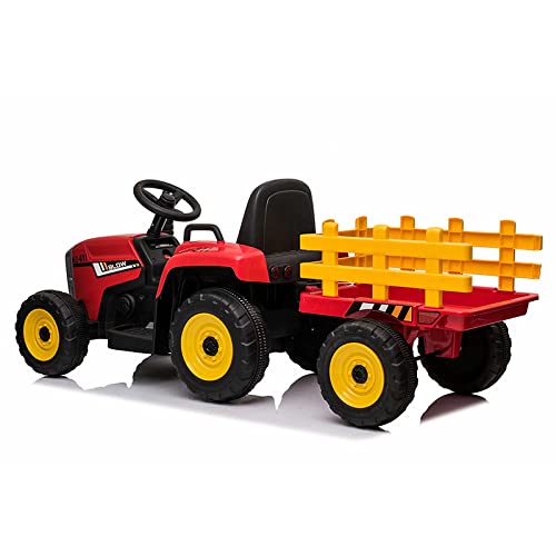 ATAA Tractor Ceres con Remolque - Rojo - Tractor eléctrico para niños con Mando para Padres y batería 12v