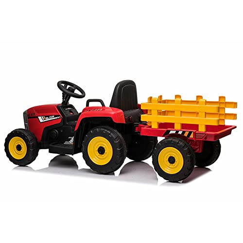 ATAA Tractor Ceres con Remolque - Rojo - Tractor eléctrico para niños con Mando para Padres y batería 12v