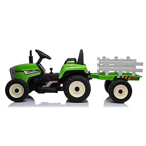 ATAA Tractor Ceres con Remolque - Verde - Coche eléctrico para niños Tractor con batería de 12v Remolque y Mando para Padres