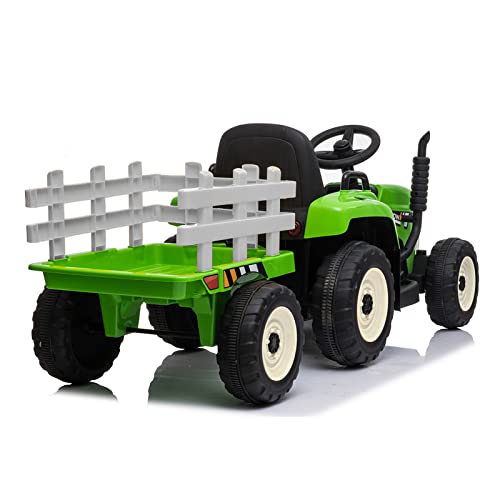 ATAA Tractor Ceres con Remolque - Verde - Coche eléctrico para niños Tractor con batería de 12v Remolque y Mando para Padres