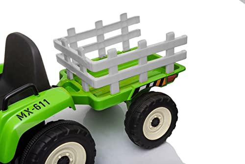 ATAA Tractor Ceres con Remolque - Verde - Coche eléctrico para niños Tractor con batería de 12v Remolque y Mando para Padres