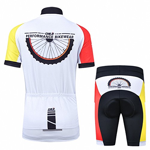 Ateid Maillot de Ciclismo y Pantalones Cortos para Niños Blanco-Rojo 2XL 9-11 Años