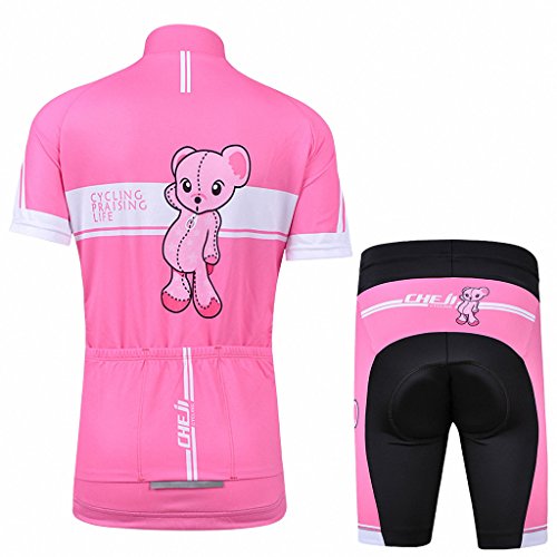 Ateid Maillot de Ciclismo y Pantalones Cortos para Niños Rosa 2XL 9-11 Años