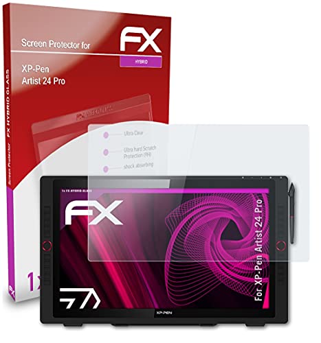 atFoliX Lámina Protectora de plástico Cristal Compatible con XP-Pen Artist 24 Pro Película Vidrio, 9H Hybrid-Glass FX Protector Pantalla Vidrio Templado de plástico