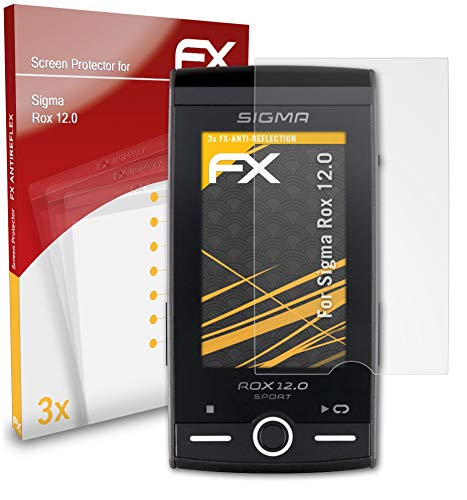 atFoliX Película Protectora Compatible con Sigma Rox 12.0 Lámina Protectora de Pantalla, antirreflejos y amortiguadores FX Protector Película (3X)