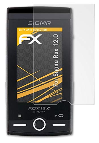 atFoliX Película Protectora Compatible con Sigma Rox 12.0 Lámina Protectora de Pantalla, antirreflejos y amortiguadores FX Protector Película (3X)