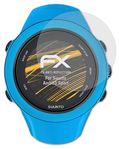 atFoliX Película Protectora Compatible con Suunto Ambit3 Sport Lámina Protectora de Pantalla, antirreflejos y amortiguadores FX Protector Película (3X)