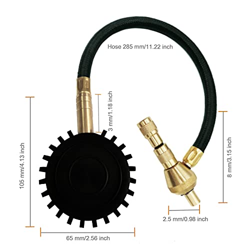 ATsafepro 2 en 1 medidor presion neumaticos profesional para desinflador de neumáticos as desinflador de ruedas, 75 psi con mandril especial para neu máticos 4x4 grandes para todo terreno…