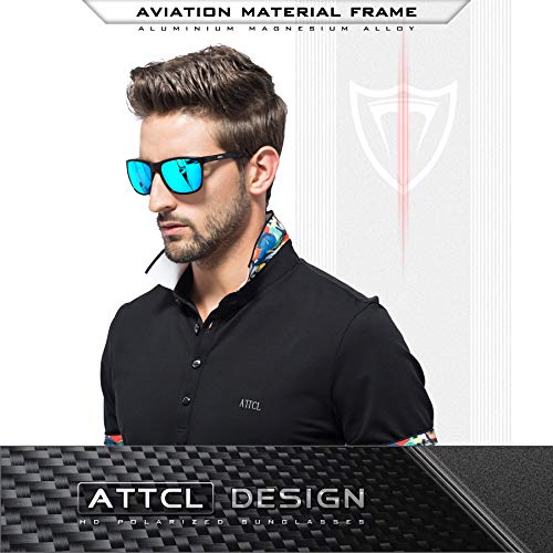 ATTCL Hombre Gafas de sol Polarizado Al-Mg Metal Super Ligero Marco 18587blue