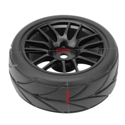 Atyhao 4 piezas de goma RC neumáticos de carreras para coche en llanta de rueda de carretera, compatible con HSP HPI 1/10