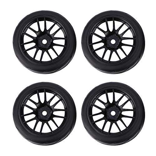 Atyhao 4 piezas de goma RC neumáticos de carreras para coche en llanta de rueda de carretera, compatible con HSP HPI 1/10