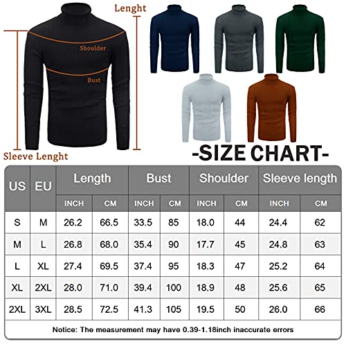 AUBIG Jerseys para Hombre Suéter de Punto con Cuello Alto Estirar la Parte Superior Delgada del Jersey Camisas Casual de Punto con Estampado de Rayas para Fiestas Trabajo Al Aire Libre B-Armada XL