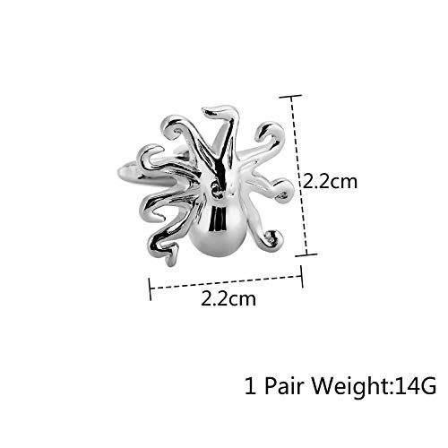 AueDsa Gemelos para Hombres Acero Inoxidable Plata Gemelos Pulpo