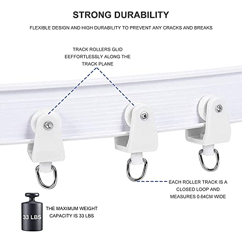 Auflosung Pista Para Cortina Accesorios, Accesorios Para Rieles De Cortina De Techo, Incluye Rodillos para riel de Cortina, Cubiertas De Extremo, Soportes Y Juego De Tornillos