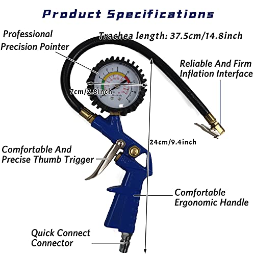 Auflosung Pistola De Presión De Neumáticos, Medidor De Presión De Neumáticos Automáticos, Herramienta De Prueba De Neumáticos, Adecuada Para Motocicletas, Automóviles, Bicicletas.