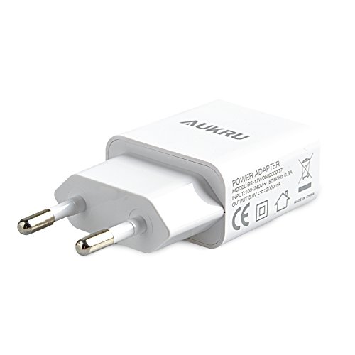 Aukru 5V 2A Cargador con Micro USB Cable para Samsung Galaxy/Sony/HTC/Nokia/Huawei/ASUS/Motorola/Blackberry/Otros Dispositivos Android etc - Blanco