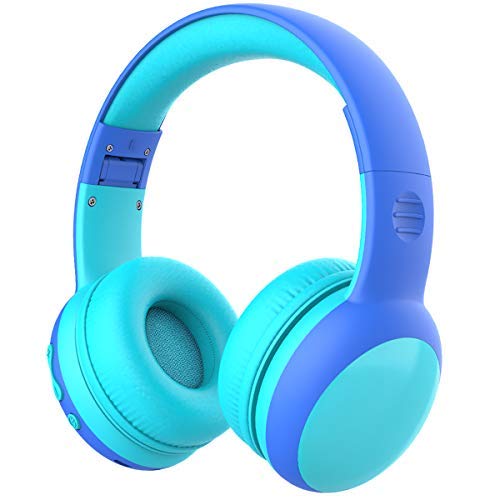 Auriculares Bluetooth para niños, Auriculares Plegable para niños con 85dB Volumen Limitado, Auriculares Ajustable y Plegable con micrófono, niñas y niños, Azul New Version