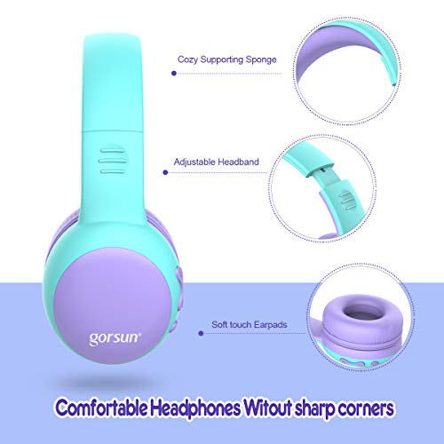 Auriculares Bluetooth para niños, Auriculares Plegable para niños con 85dB Volumen Limitado, Auriculares Ajustable y Plegable con micrófono, niñas y niños, Púrpura New Version