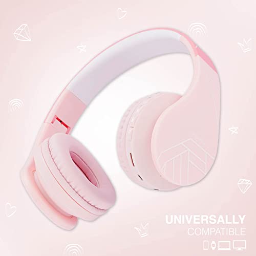 Auriculares Bluetooth para niños, PowerLocus Auriculares Inalámbricos Bluetooth de Diadema, Cascos Bluetooth con Micrófono para niñas y niños con 85DB Volumen Limitado, Auriculares Plegable, Ajustable