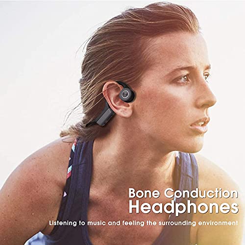 Auriculares de Conducción ósea, WANFEI Auriculares de Conducción ósea Bluetooth 5.0 Auriculares Manos Libres Inalámbricos con Micrófono para Reuniones de Conducción Deportiva