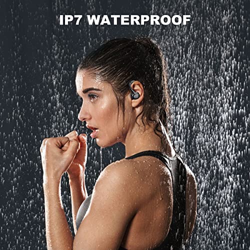 Auriculares Inalambricos Deportivos, Auriculares Bluetooth 5.1 Deporte con Retirable Gancho, IP7 Impermeable Cascos Inalambricos In-Ear Sport, Graves Profundos Sonido Estéreo, Reproducción de 40 Horas