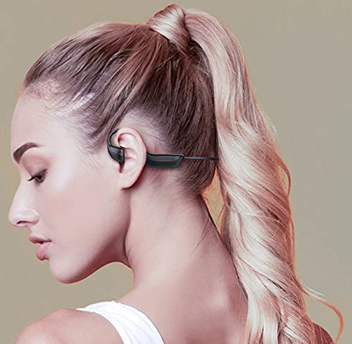 Auriculares Inalámbricos Deportivos Bluetooth Conducción Ósea con micrófono Resistentes al Sudor cómodos para Correr, Footing, Senderismos, Ciclismo (Auriculares Inalámbricos Negros)