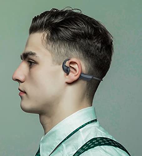 Auriculares Inalámbricos Deportivos Bluetooth Conducción Ósea con micrófono Resistentes al Sudor cómodos para Correr, Footing, Senderismos, Ciclismo (Auriculares Inalámbricos Negros)