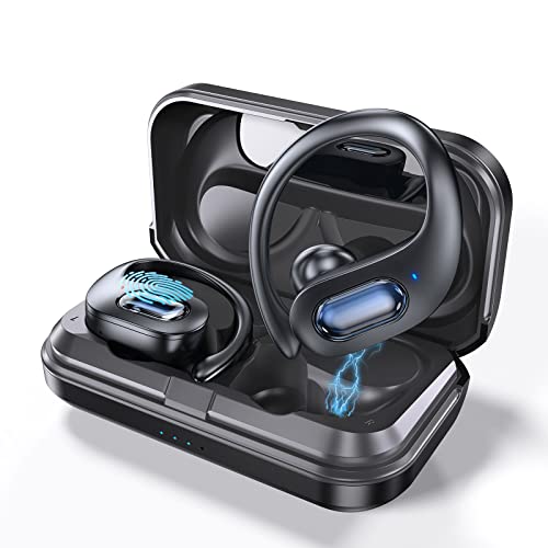 Auriculares Inalámbricos Deportivos con Cancelación de Ruido Estéreo, In-Ear Auriculares Bluetooth IP7 Impermeable, Calidad de Sonido HD con Micrófono Reproducción de 40H para Running Viajes (Negro)