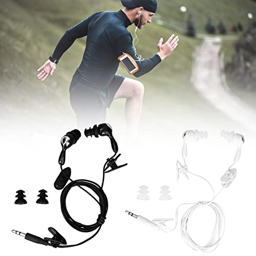 Auriculares Internos Impermeables IP68, Auriculares de Natación con Cable en Espiral Y Cable de Extensión de Audio Estéreo, Cableado para Nadar, Bucear, Correr, Andar en Bicicleta, Gimnasio,(Negro)