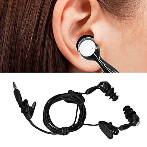 Auriculares Internos Impermeables IP68, Auriculares de Natación con Cable en Espiral Y Cable de Extensión de Audio Estéreo, Cableado para Nadar, Bucear, Correr, Andar en Bicicleta, Gimnasio,(Negro)