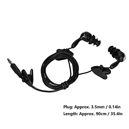 Auriculares Internos Impermeables IP68, Auriculares de Natación con Cable en Espiral Y Cable de Extensión de Audio Estéreo, Cableado para Nadar, Bucear, Correr, Andar en Bicicleta, Gimnasio,(Negro)