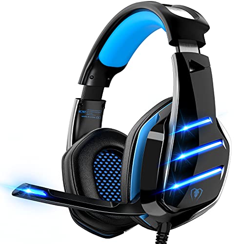 Auriculares para Gaming para PS4, PS5, PC, Xbox One, PS4, Auriculares con micrófono, Sonido Envolvente, Graves y cancelación de Ruido, Luces LED