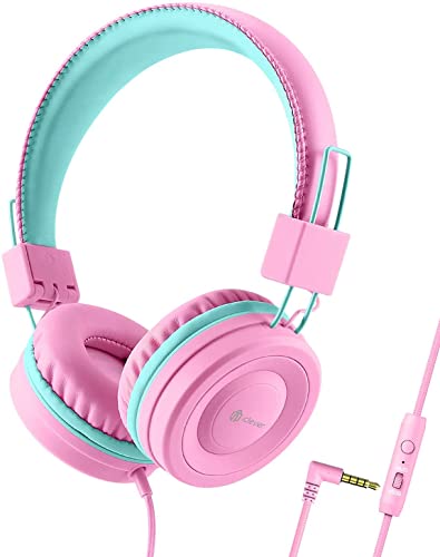 Auriculares para Niños, iClever Auriculares con Cable para Niños, Diadema Ajustable, Sonido Estéreo, Plegable, Cables Que no se enredan, Conexión Jack Auxiliar de 3.5 mm